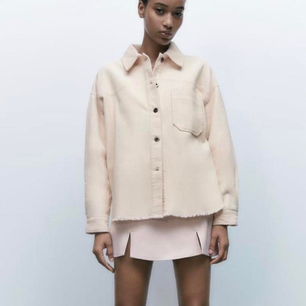 Zara Cream Corduroy Oversized Shacket